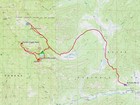 Map of the route, 23 miles and 2700' gain round trip. (15 mi and 1400' gain for just the lake.)