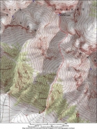 Map of the standard route for Breitenbach up Pete Creek, about 8 miles round trip and 4500' elevation gain.