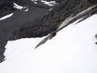 Here I am glissading down one of the steeper snowfields at the top of Jones Creek canyon.