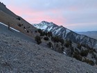 Pink skies over Mount McCaleb on our way up.