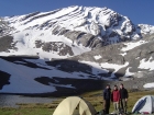 Jordan, JJ, and I at the Lake 9682' campsite with Mt Church as a backdrop.