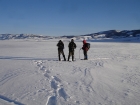 John, George, and Stan at the start of the hike in -19'F temperatures.