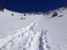 Our glissade tracks down the gully.