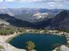 Looking down on Baptie Lake from the rim of Goat Lake. Broad Canyon is in the background.
