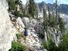 Climbing the switchbacks to Arrowhead Lake, near the end of a long day.