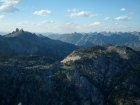 The Rakers on the left, and Warbonnet on the right, from the summit of Mount Everly at 7:30pm.