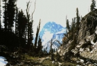 A glimpse of Mount Regan, from the trail leaving Sawtooth Lake.