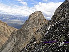 Anna's Pinnacle from one of our rappel stations on the north face of Mickey's Spire.