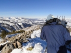 Jay shooting footage looking northwest across the Sawtooths.